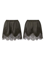 Summer Women's Satin Short Skirts Elastic Waist Lace Patchwork Skirts Half Slip Skirts Fashion