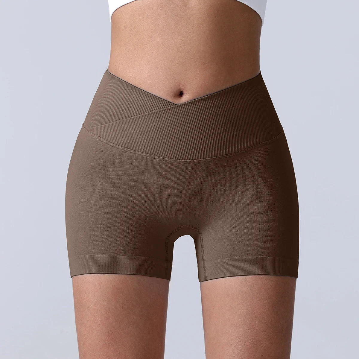 Cross-Back Yoga Shorts for Women - High-Waisted Tummy Control Fitness & Yoga Running Breathable Quick-Dry Shorts