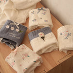 3pcs Soft Cute Floral Cotton Panties for Girls School Style Lace Trim Antibacterial Crotch Triangle Briefs Sweet Underwear