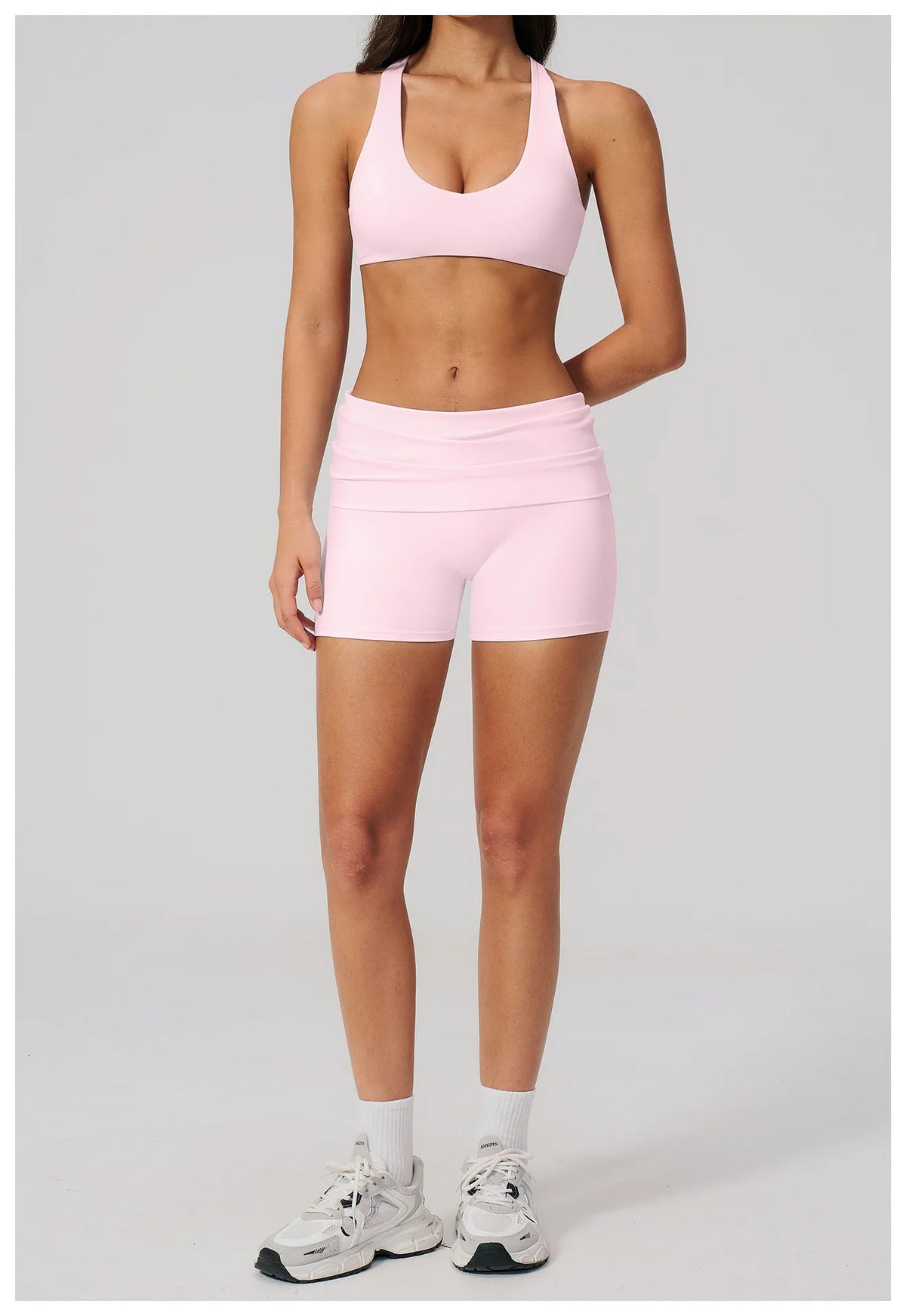 Women Two Piece Gym Yoga Sets Back Cross Sports Bra Pleate High Waist Short Fitness Suit Outdoor Running Camisole Tops Outfits