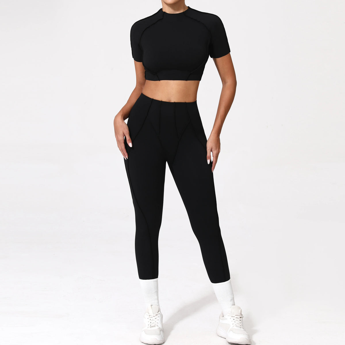 2PCS Yoga Suit Sports Set Women Quick-Drying Gym Set Women Tracksuit Running Workout Long Sleeve Sports Shirt Yoga Clothing