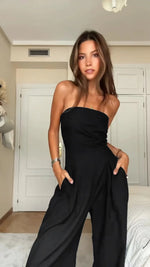 Women's 2025 Summer New Fashion Tube Jumpsuit Sleeveless Strapless Romper Sexy Wide Leg Romper Y2K Fashion High Street Jumpsuit