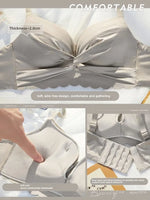 MOYISU Lingerie Women's Small Chest Gathering Summer No Underwire Retraction Breast Anti-sag Flat Bra Cover Underwear Set