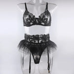 Toucheart 3 Piece Set Lingerie Garter Sets Lingerie For Woman Sexy Mini Skirt See-Through Embroidered Bra Erotic Underwear New