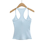 Early Spring New Style Hot Girl Pure Desire Sexy U-Neck Chest Pad Elastic Base Tank Solid Color Backless Sleeveless Top 6JYN