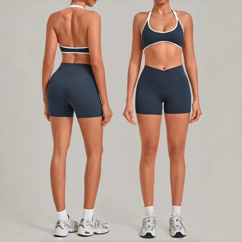 Women's Yoga Set Sports Fitness Pilates High‑waist Butt‑lifting Pants Suits Slim‑fit Beautiful Back Training Workout Vest Sets