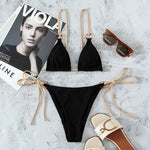 Light Blue Ribbed Swimwear String Bikinis Sets Woman 2026 Sexy Swimsuit Ring Bathing Suit Brazilian Micro Bikini Thong Donna