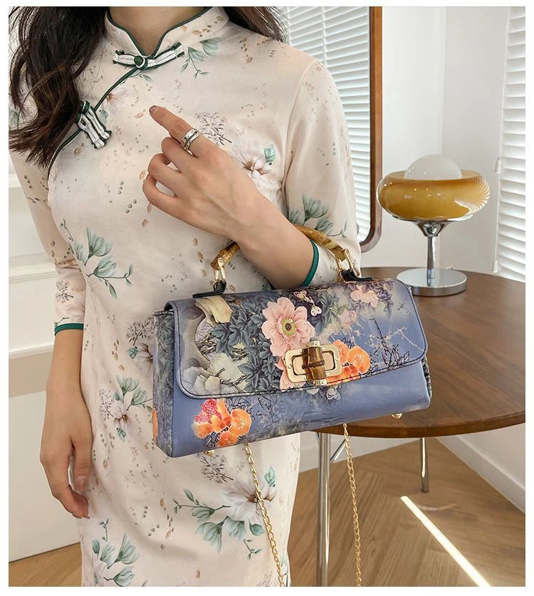 Vintage Bamboo Top Handle Bag Classic Mother Chic Lady Bags Women Shoulder Crossbody Bag Chain Bags Women's Handbags Purses