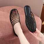 EUR Size Transparent PVC Jelly Slide Mules Women Hollow Breathable Cutout Closed Toe Slip On Flat Sandals Indoor Outdoor Slipper
