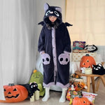 Cartoon Bat Plush Women's Pajamas Robes Anime Nightgown Winter Kawaii Animal Night Dress Halloween Party Vampire Cosplay Costume