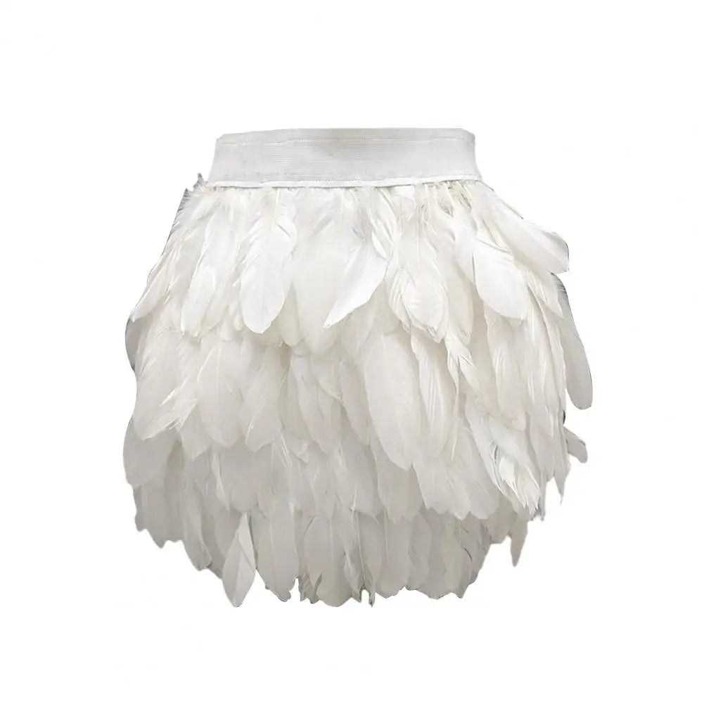 Festival Faux Feather Skirt Punk Gothic Style Hand-Stitched Design Stage Performance Punk Gothic Mini Short Skirt