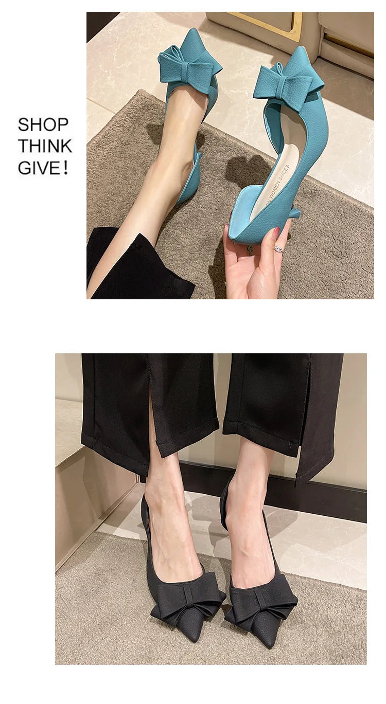 2026 New Thin Heels Pumps Women Blue Elegant Slip-On Party Shoes Woman Summer Pointed Toe Solid Color High Heels Shoes