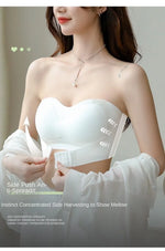 Summer Ice Silk No Trace Strapless Underwear Women Small Chest Gathering Non-slip Not Drop Breast Invisible Bra Cover Wipe Chest