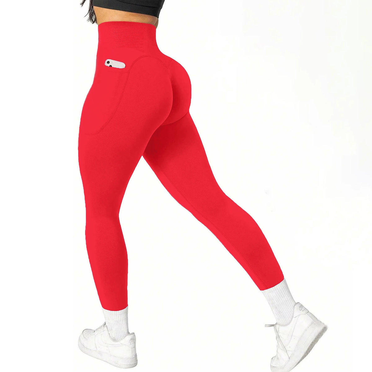 High Waist Tummy Control Yoga Pants with Pockets for Gym Workout - Breathable Stretchy Fitness Leggings