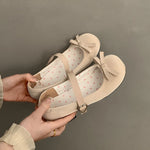 Preppy Butterfly-Knot Low Heel Mary Janes Women Vintage Solid Buckle Strap Pumps Woman Cute Sweet Lolita Single Shoes for Ladies