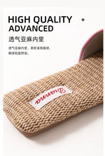 2026 New Breathable Linen Slippers For Women Men Spring Summer House Shoes Soft PU Leather Anti-slip Couples Home Floor Slides