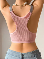 Sexy Sports Bras Fitness Women Underwear Yoga Crop Tank Top Ribbed Backless Lingerie Bras Comfortable Push Up Bralette Chic Vest