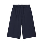 Women's Layered Decorative Waist Casual Shorts Navy Blue Waist Drawstring Wide Leg Knee Shorts Casual Culottes For Women TSP2