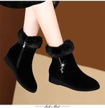 Plush Womens Boots Comfortable Hick-soled Fur Shoes Fashion Ladies Shoes Zipper Women Vulcanized Shoes Anti-slip Chaussure Femme