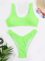 8 Colors High Cut Wrinkled Crinkled Bikini Female Swimsuit Two-Pieces Bikini Set Women Swimwear Bather Bathing Suit Swim V3461C