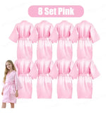 6-15Pcs Multicolors Spa Robes for Girls Spa Birthday Kimono for Girls Soft Silk Satin Slumber Sleepover Pyjama Party Supplies