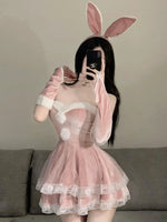 Women Christmas Red Lingerie Plush Patchwork Strapless Tube Dress Christmas Party Cosplay Costume With Arm Sleeve and Choker