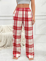 Women Autumn Winter Pajama Pants for Fuzzy Pack Long Fleece Buffalo Plaid Sleep Bottoms Soft Drawstring Lounge Sleepwear
