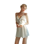 New Fashion Satin Nightgown Women's Silky Chemise Slip Dress Romantic Ruffle Detail Sleepwear Spaghetti Strap Lingerie Hot Sale