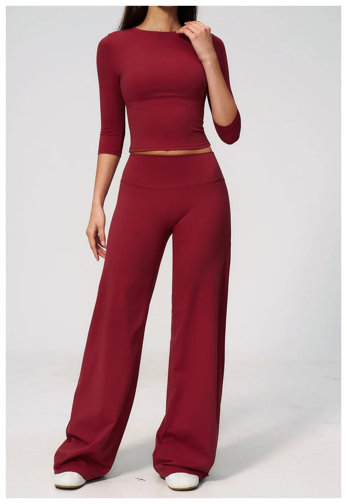 Women Tracksuit Yoga Sets Half Sleeve O Neck Slim Sports T Shirts Fitness Suit Outdoor High Waist Flare Pants Workout Clothes