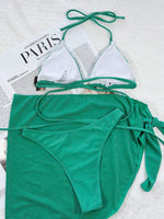 2026 New Sexy Bikini Set 3-Piece Solid Swimwear Swimsuit Women 3 Piece Bikinis Set Bathing Suit Beach Bikini Female Shiny Fabric