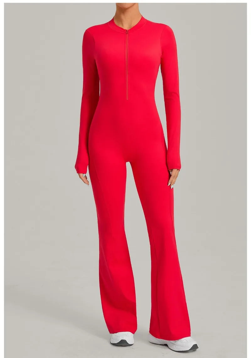 Women's Seamless Yoga Jumpsuits Sports Fitness Gym One-piece Long-sleeves Hip-Lifting Beauty Back Workout Training Bodysuits