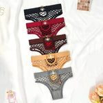 New Style Mesh Sexy Women's Panties Solid Color Mid High Waist Fishnet Lingerie Ladies Hollow Out Transparent Elasticity Briefs