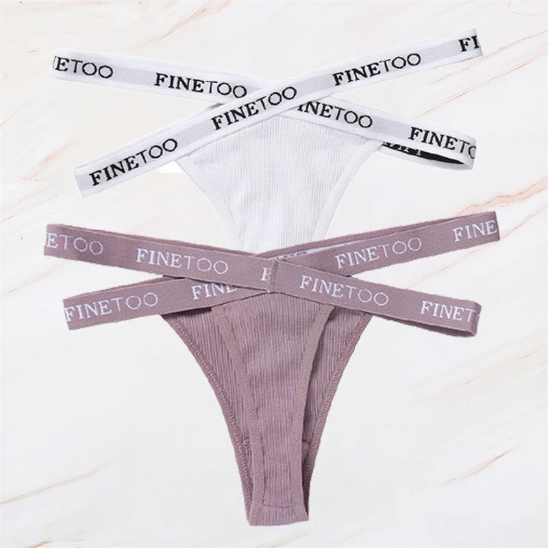 2Pcs/Set Women Thongs Panties Female Letter Belt Underwear Ladies Cotton Cross Strap Bikini M-XL G-String Girl Intimate Lingerie