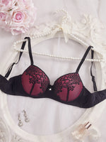 Elegant Women Lace Bra Contrast Color Underwire Push Up Brassiere Sexy Everyday Comfort Ladies Lingerie