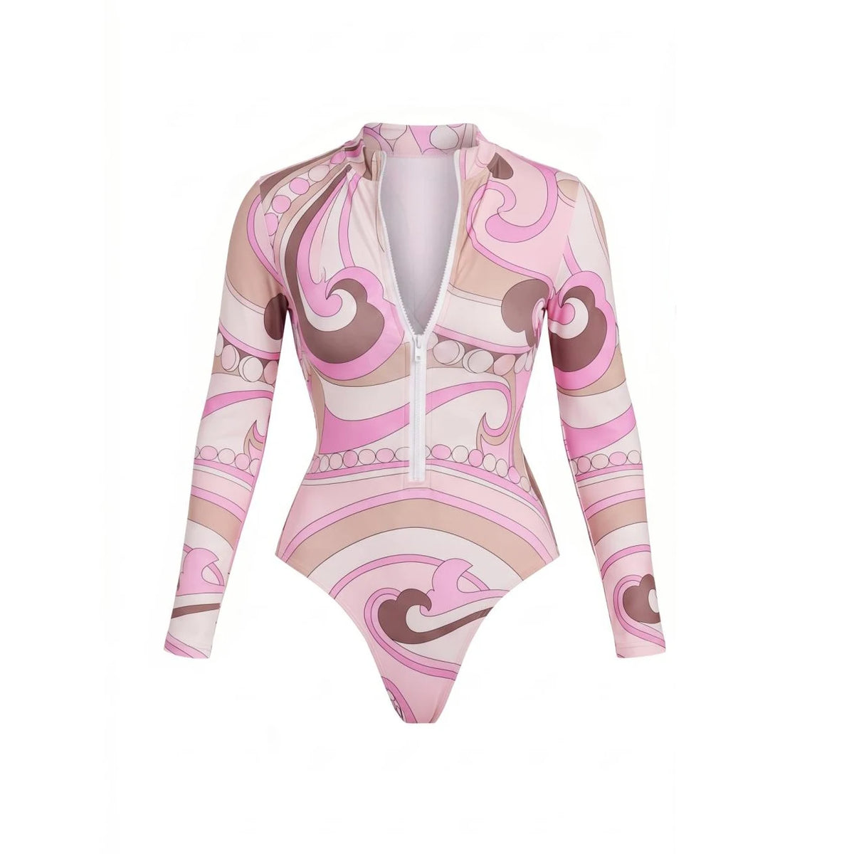 Black And Printed Long Sleeve Swimsuit With Cover Up Sexy Swimwear Women Surf Swim Suit Slimming Bathingsuit Bodysuit Beachwear