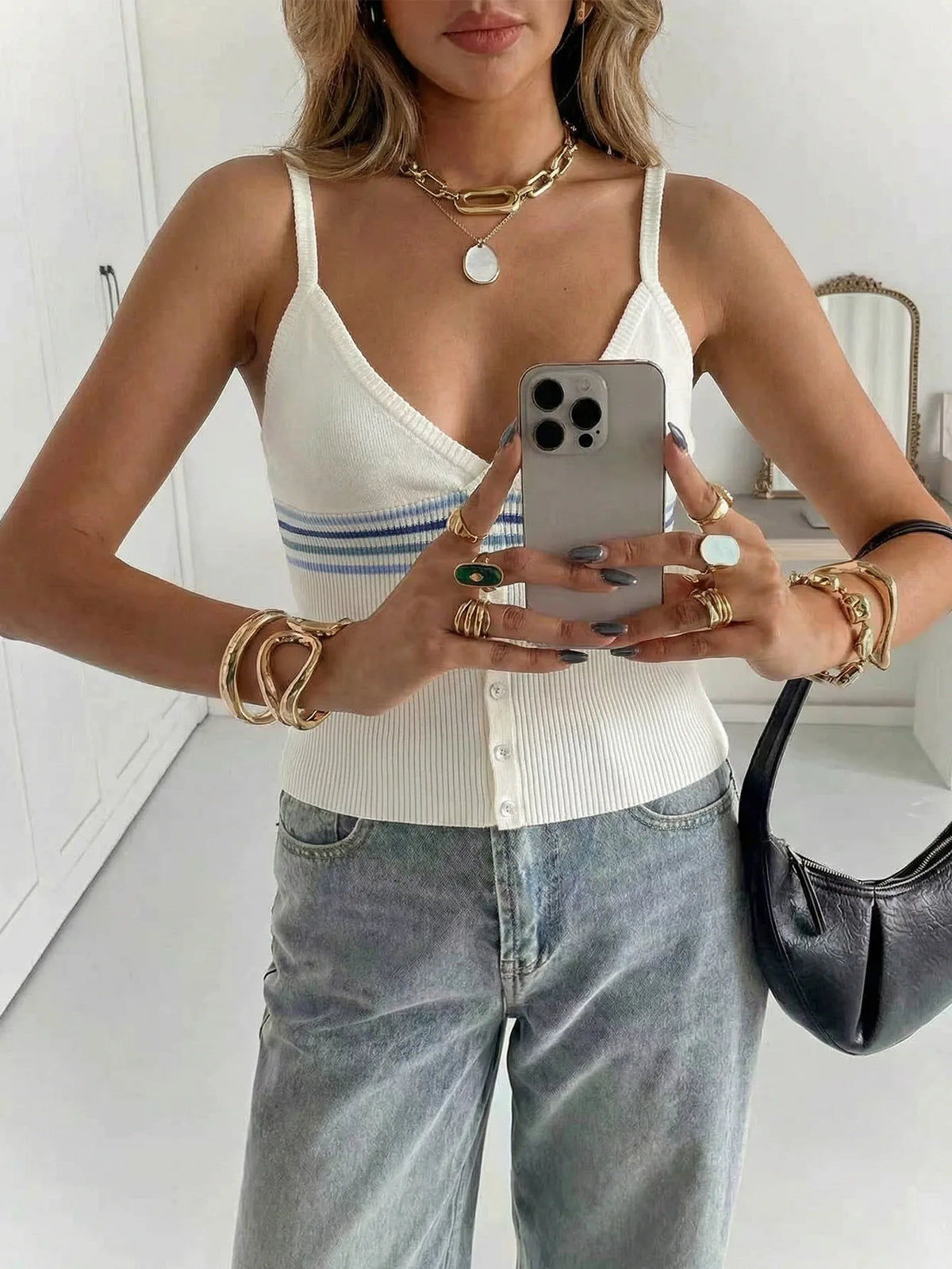 Summer Y2K Hot Girl Camisole V Neck Woolen Vest
