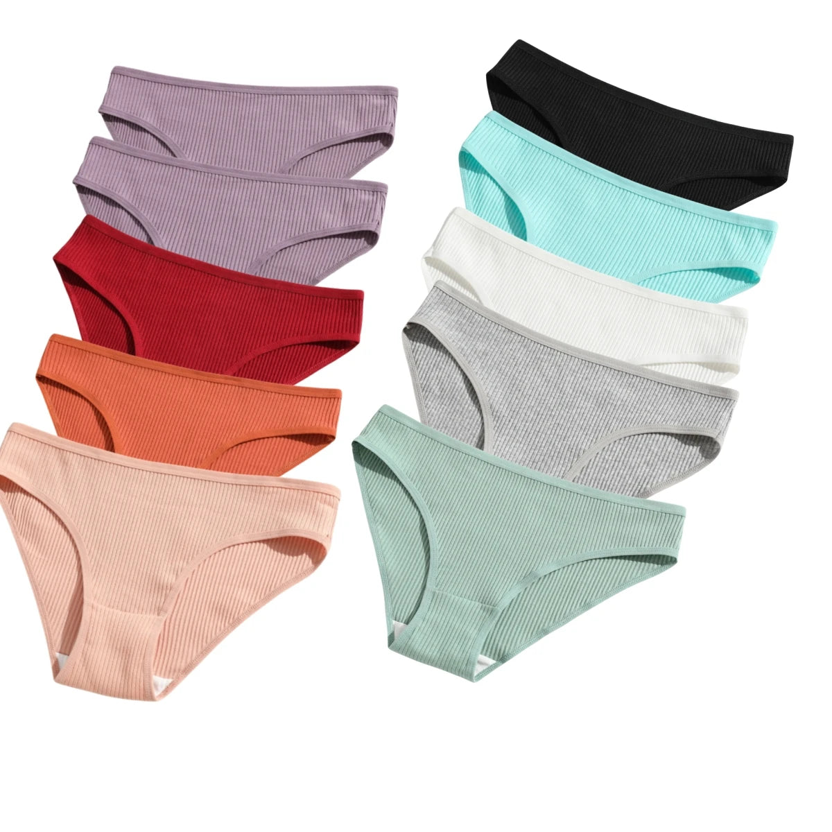 10Pcs/Set Women Cotton Briefs Breathable Panties Low Waist Briefs Sports Solid Soft Skin-Friendly Underwear Daily Wear S-XXL