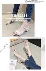 Women Sandals Chunky Heels Slides Summer 2026 Elegant Shoes Women Slipper Big Size 34-42 Fashion Summer Sandal Women