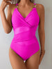 Rose Pink One Piece Swimsuit Female 2025 Swimwear Women Mesh Bathing Suits Summer Beach Wear Chain Linked Monokini Swimming Suit