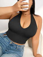 Plus Size Halter Wireless Bra Women Seamless Shaping Backless Removable Pads High Elastic Lingerie for Daily Wear Dating Party