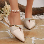 slippers women low heel cutoutslides shoes for womenmetal heel flip flops big size