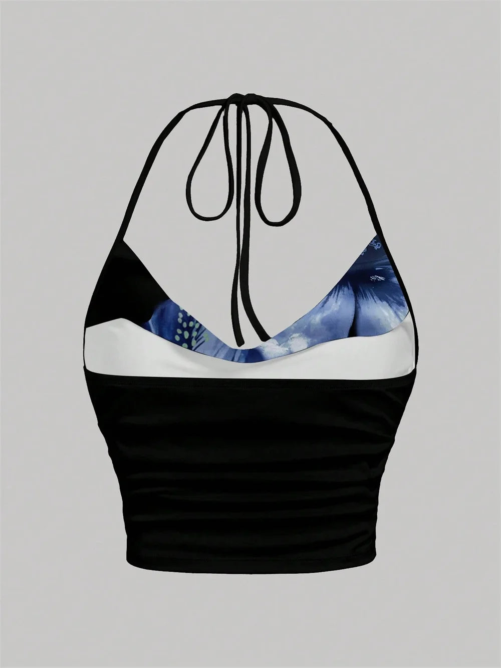 Tie-dye Print Halter Top for Women Summer Y2K Clothes Sexy Backless Drape V-neck Crop Top Streetwear