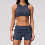 Tight Yoga Clothes Women Speed Drying Shock-absorbing Sports Vest Fitness Suits Outwear Gym Flip Waist Shorts Workout Clothes