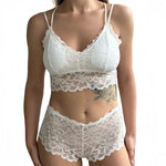 Women Lace Bra Set Bralette Low Rise Panties Nonwire Padded Bra Solid Color Underwear Set Female Sexy Lingerie Comfort Intimates