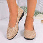 Comfortable Flat Bottom Mom ShoesSoft SurfaceWork Casual Women's Footwear Breathable Hollow