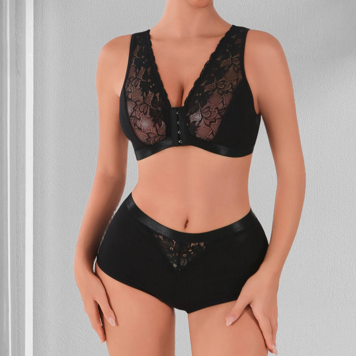 2pcs/Set Sexy Women Underwear Elegant Sexy Lingerie Sets No Pad 3/4 Cup Brassiere Breathable Women's Panties and Bras Outfits