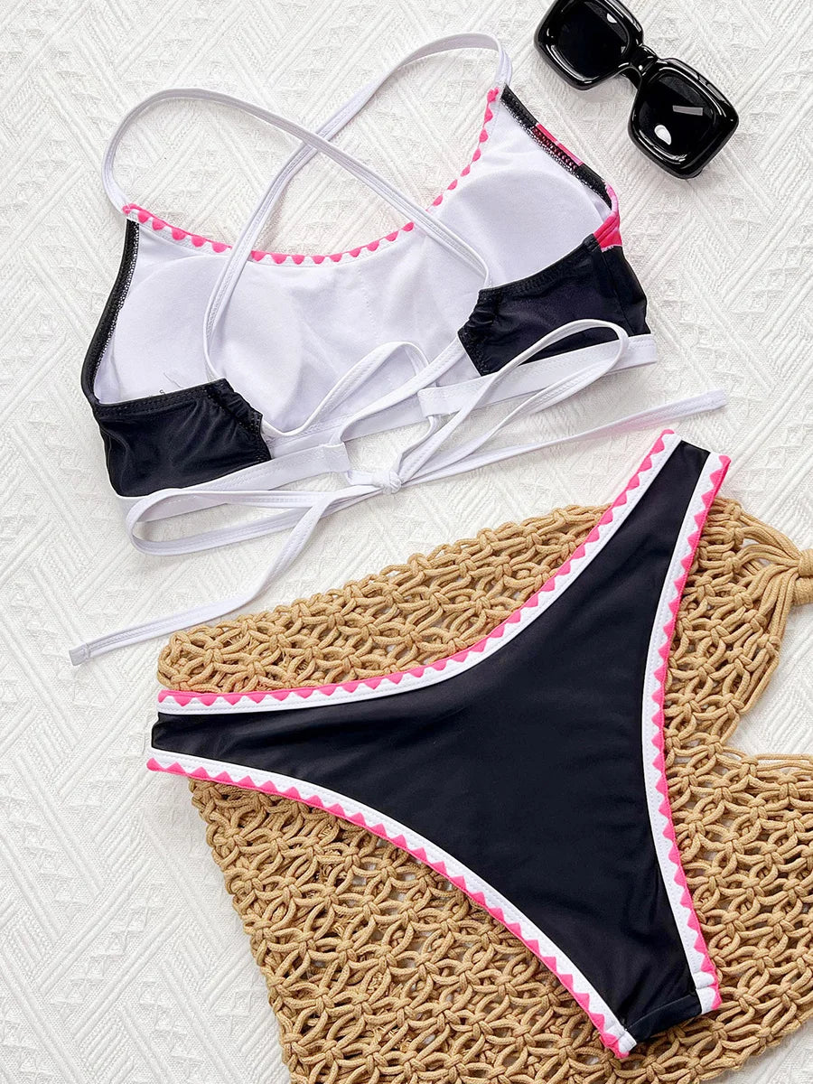 Sexy Flowers Printed Brazilian Bikini Female Swimsuit Women Swimwear Two-pieces Bikini Set Padded Bather Bathing Suit Swim Lady