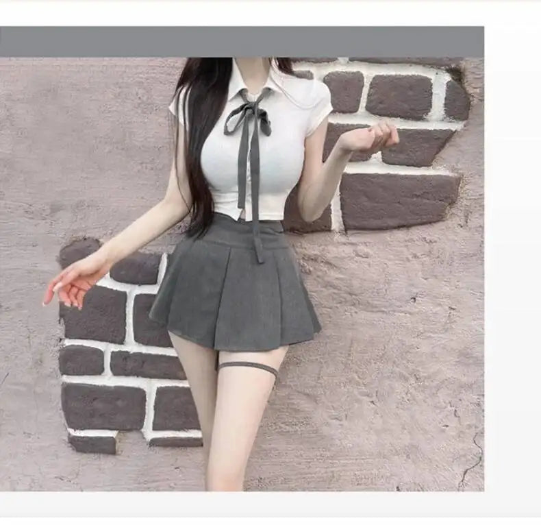 WOMENGAGA Korea Style Sexy Slim High Waist Strap A-line Half Length Skirt Fashion Women Skorts JK Sweet 2023 NewOW3W