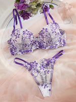Sexy Female Lingerie Ultra Thin Bra Set Romantic Underwear Beautiful Embroidery Lace Lingerie Translucent Underwear Erotic Sets