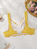plus Size Women's Sexy Embroidered Lace Trim Bra Wireless Padded Comfortable Underwear Non-Squeezing No Wire Vest Top MR2624